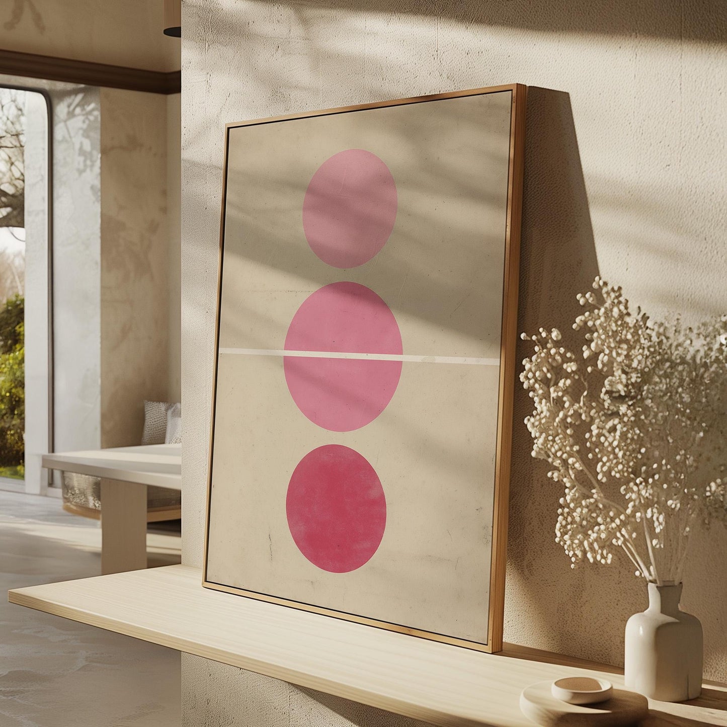 Pink Minimalist Circle Canvas Art
