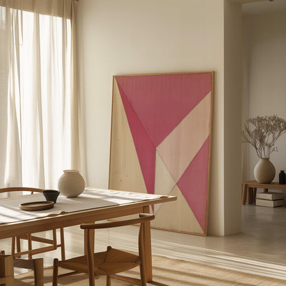 Pink Geometric Abstract Canvas Art
