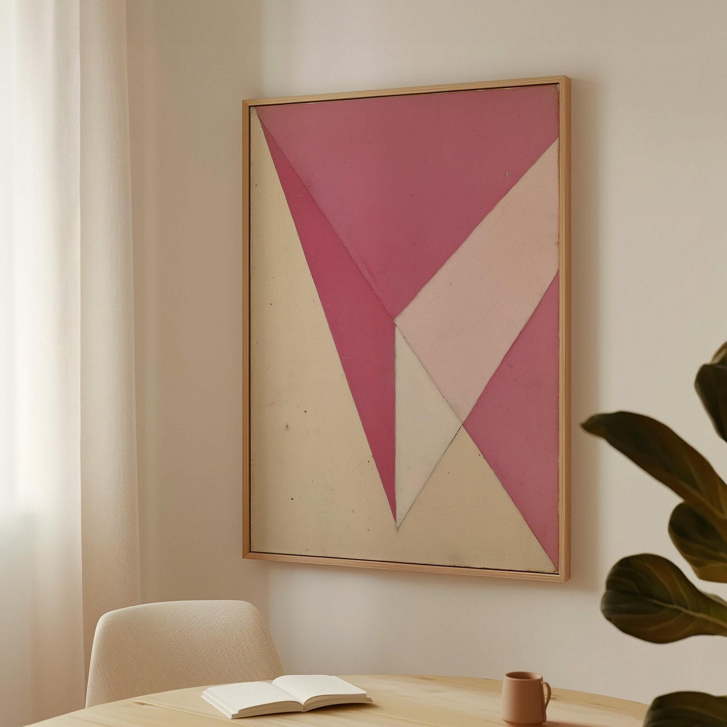 Pink Geometric Abstract Canvas Art