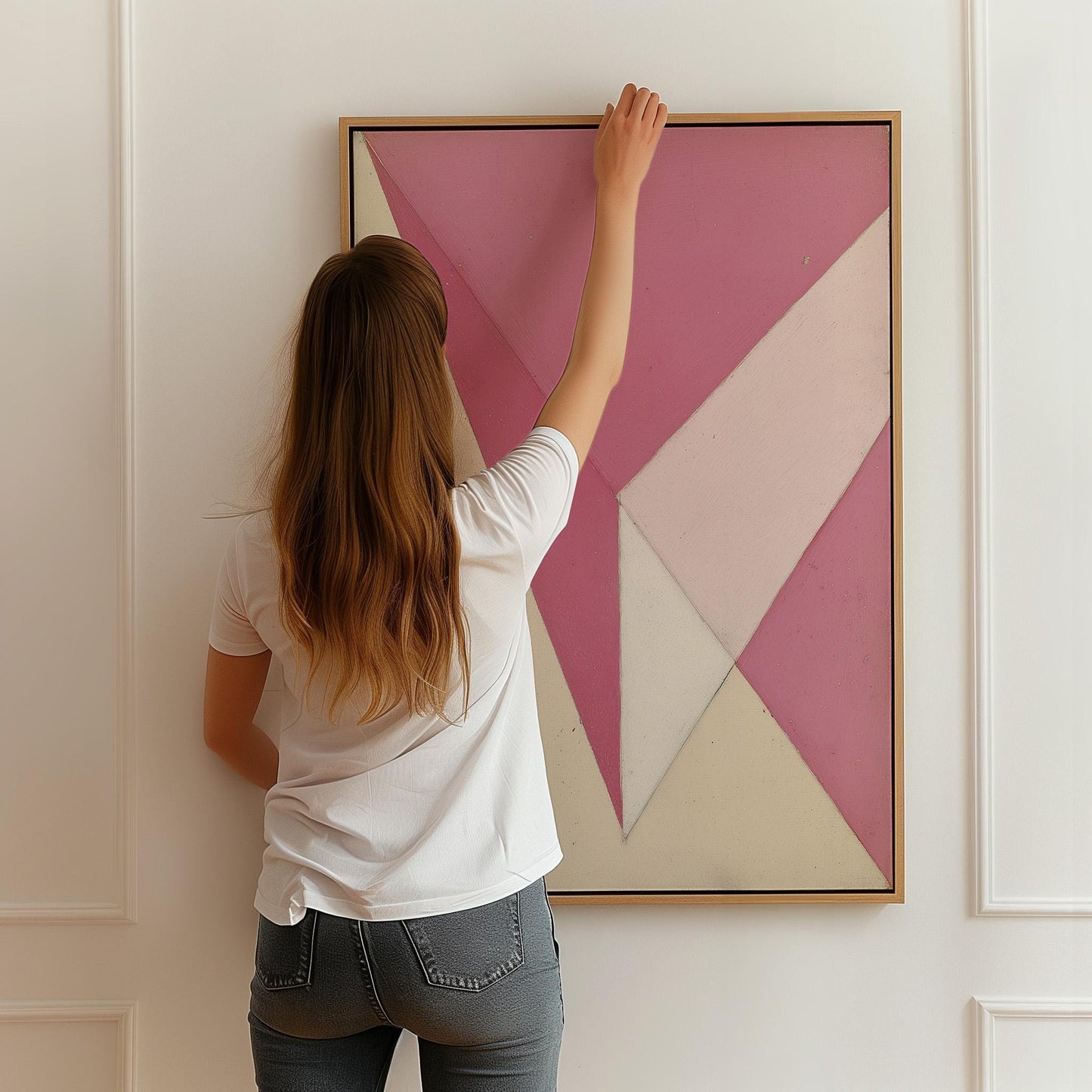 Pink Geometric Abstract Canvas Art