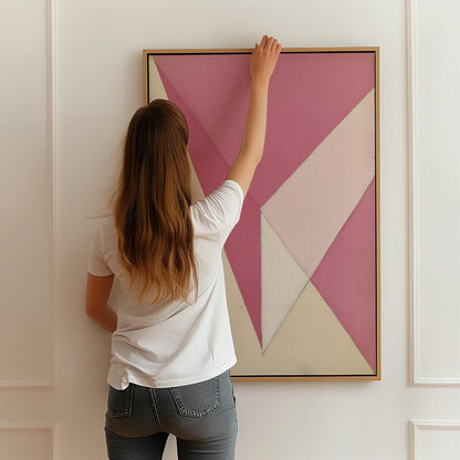 Pink Geometric Abstract Canvas Art