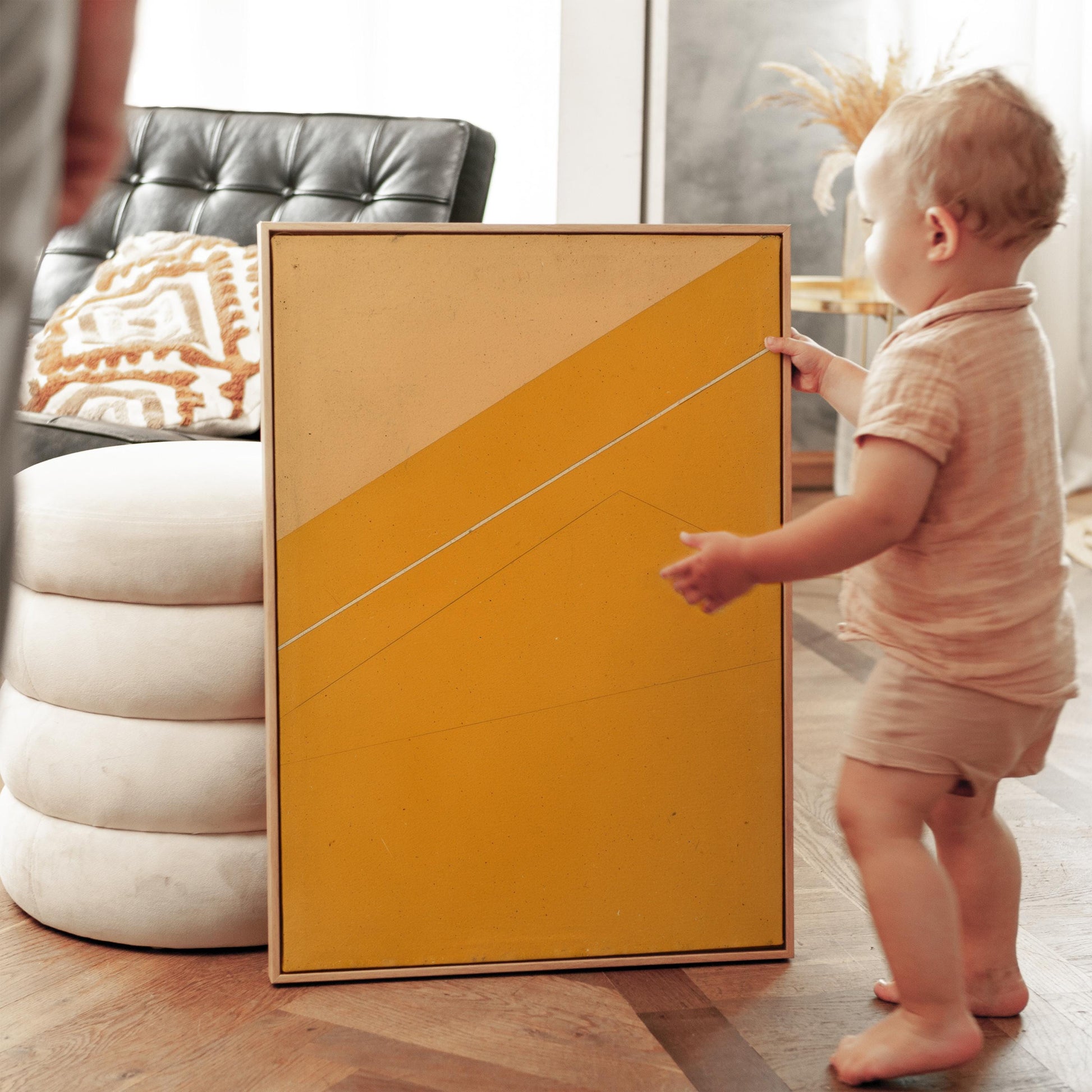 Yellow Minimalist Geometric Canvas Art