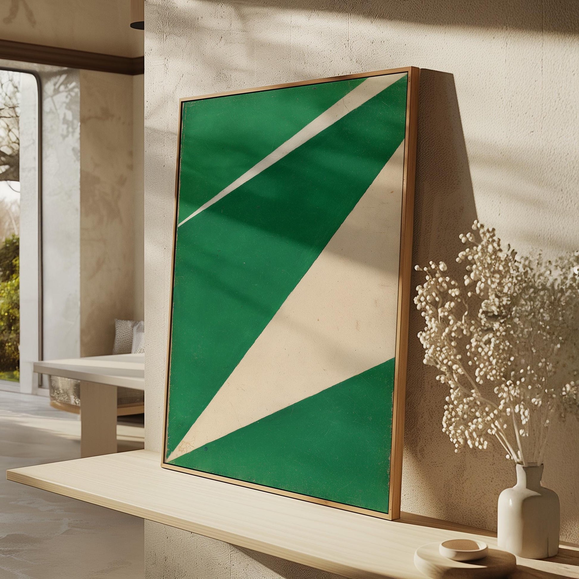 Green Geometric Minimalist Canvas Art