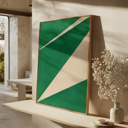 Green Geometric Minimalist Canvas Art