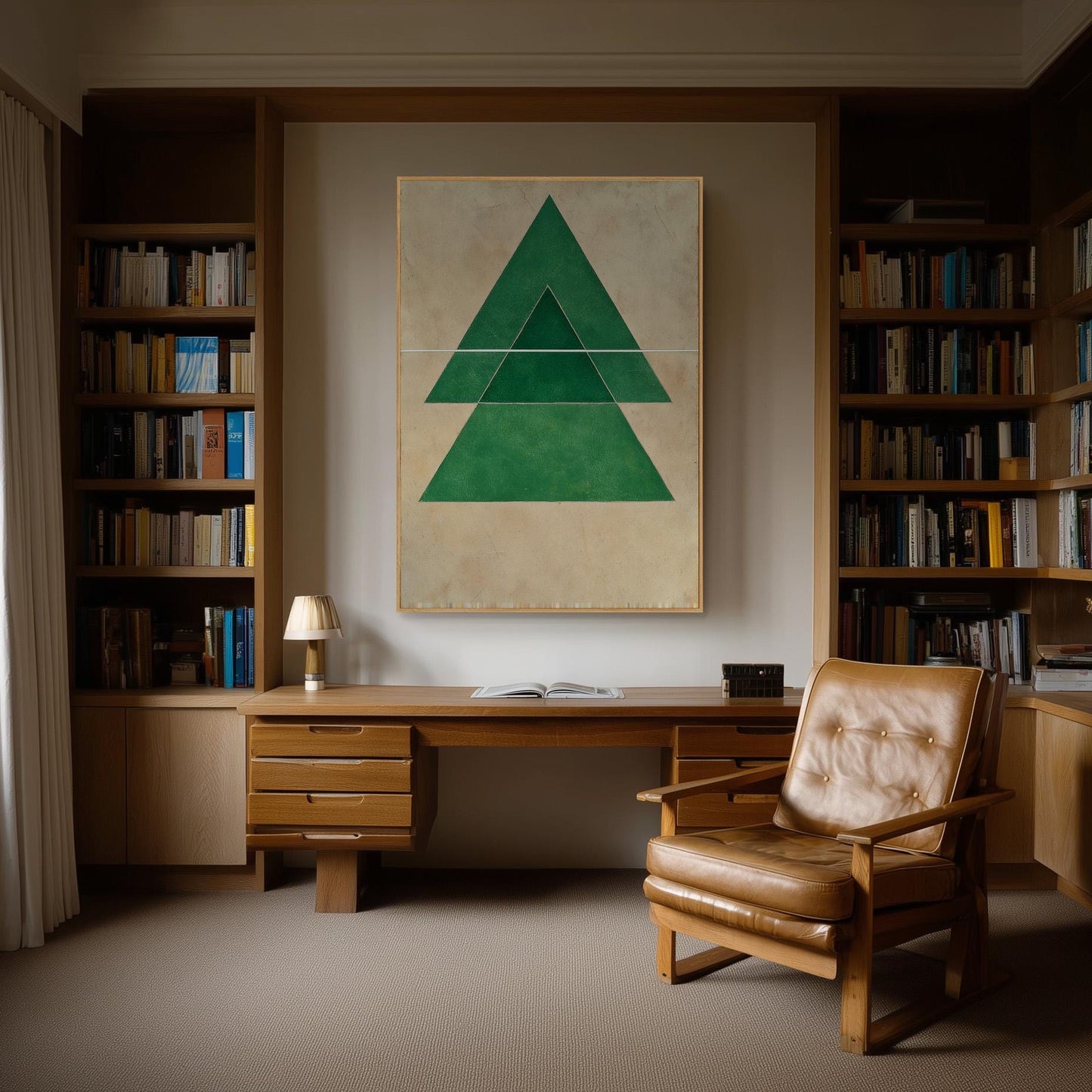 Green Geometric Triangle Canvas Art