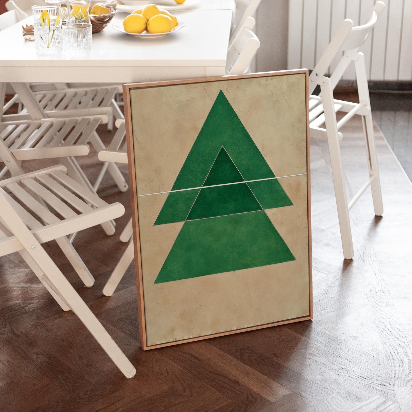 Green Geometric Triangle Canvas Art