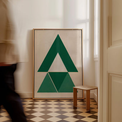 Green Triangle Geometry Canvas Art