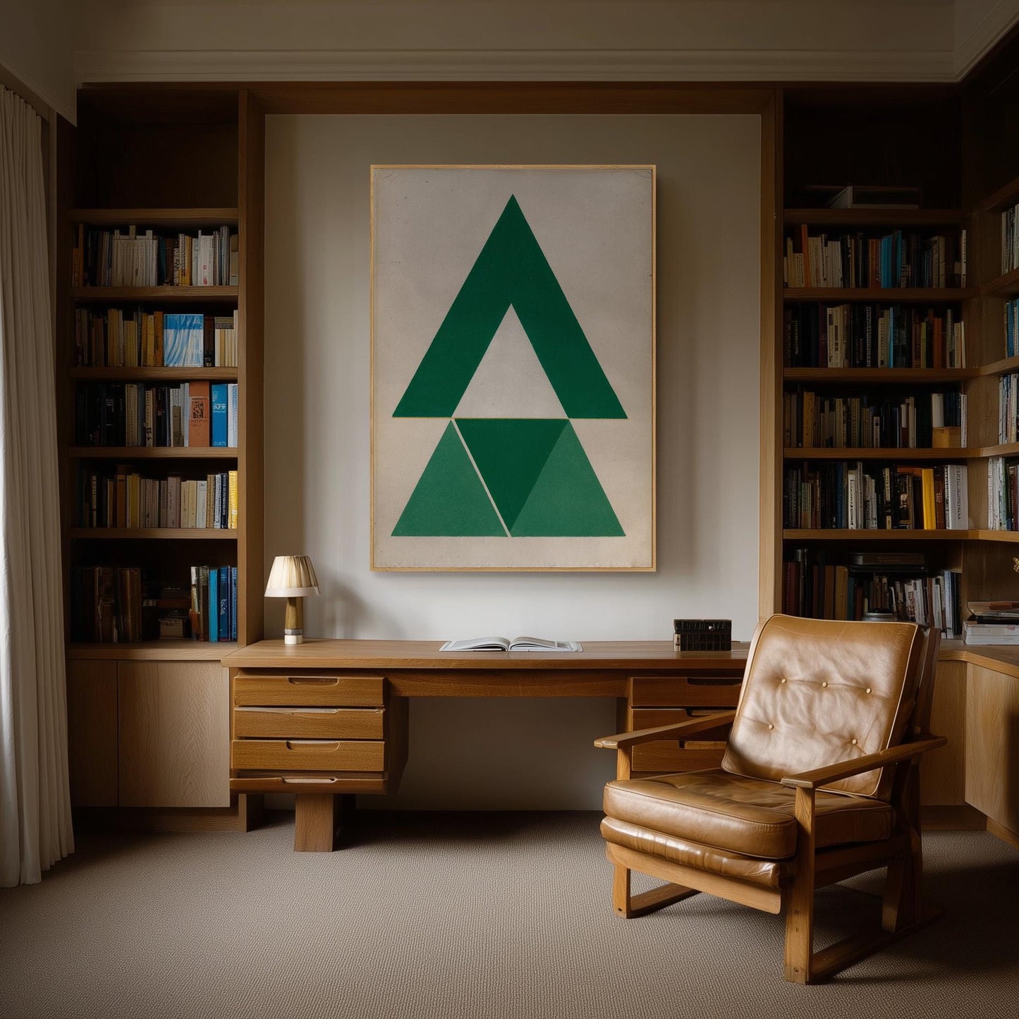Green Triangle Geometry Canvas Art