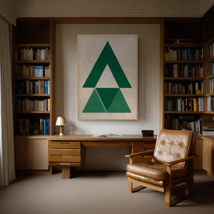 Green Triangle Geometry Canvas Art