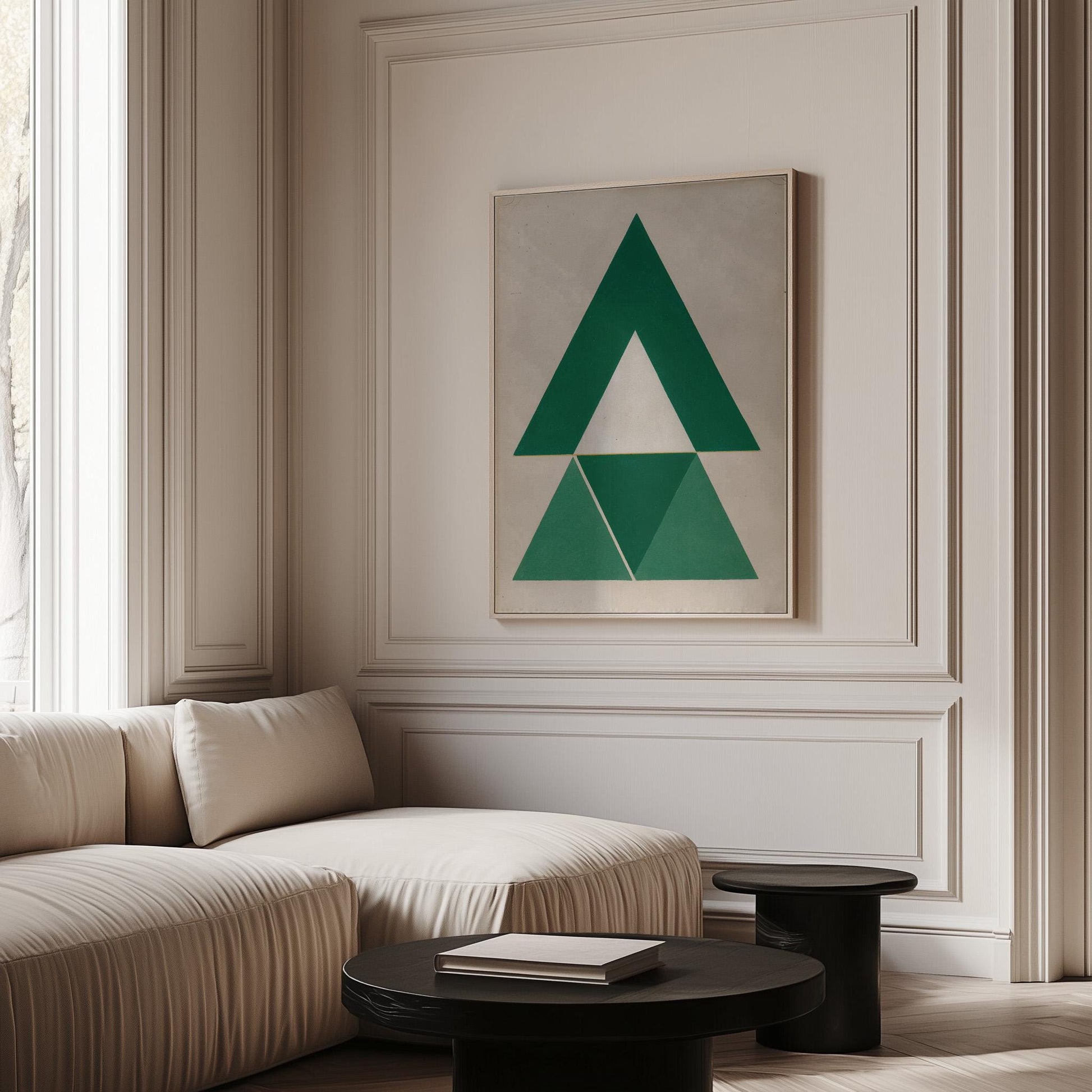 Green Triangle Geometry Canvas Art