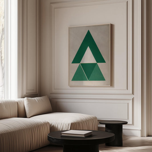 Green Triangle Geometry Canvas Art