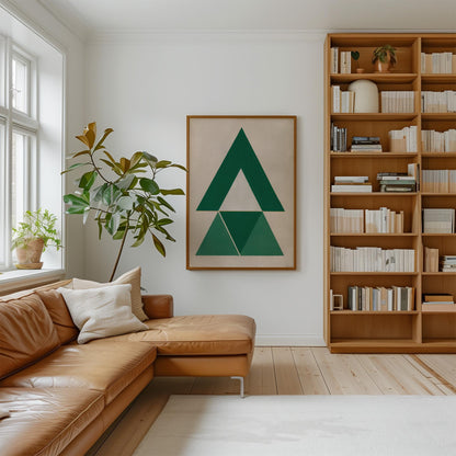 Green Triangle Geometry Canvas Art