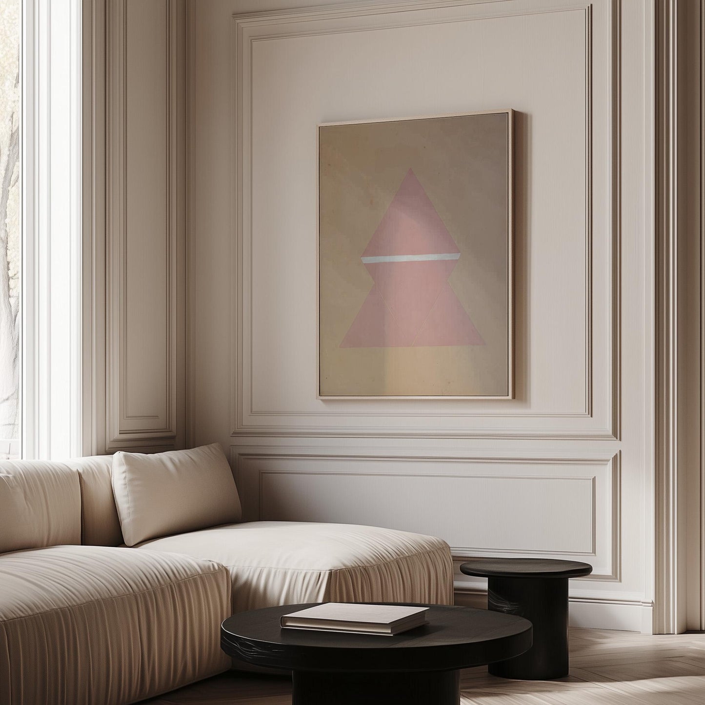 Pink Geometric Triangle Canvas Art