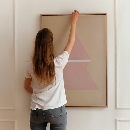 Pink Geometric Triangle Canvas Art