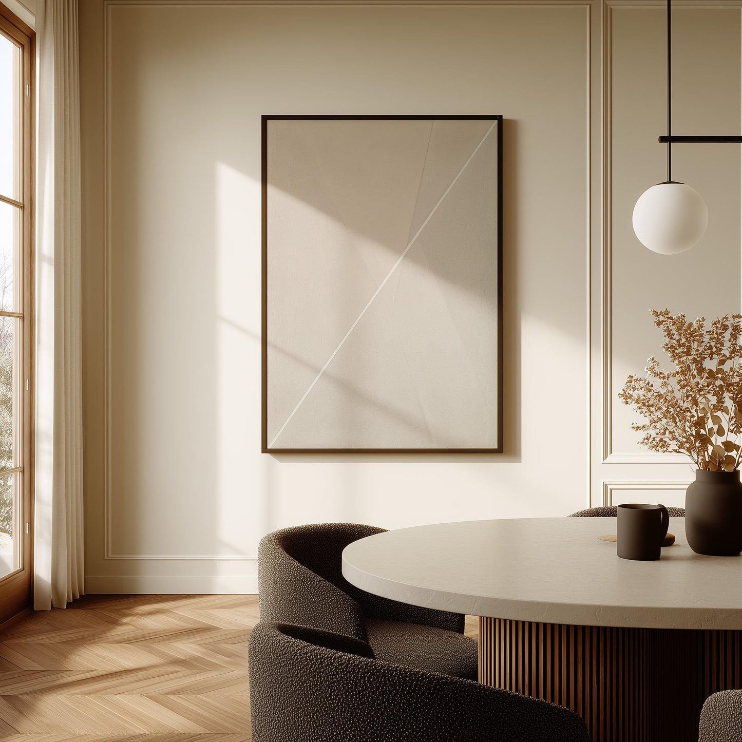 Neutral Minimal Line Art Canvas