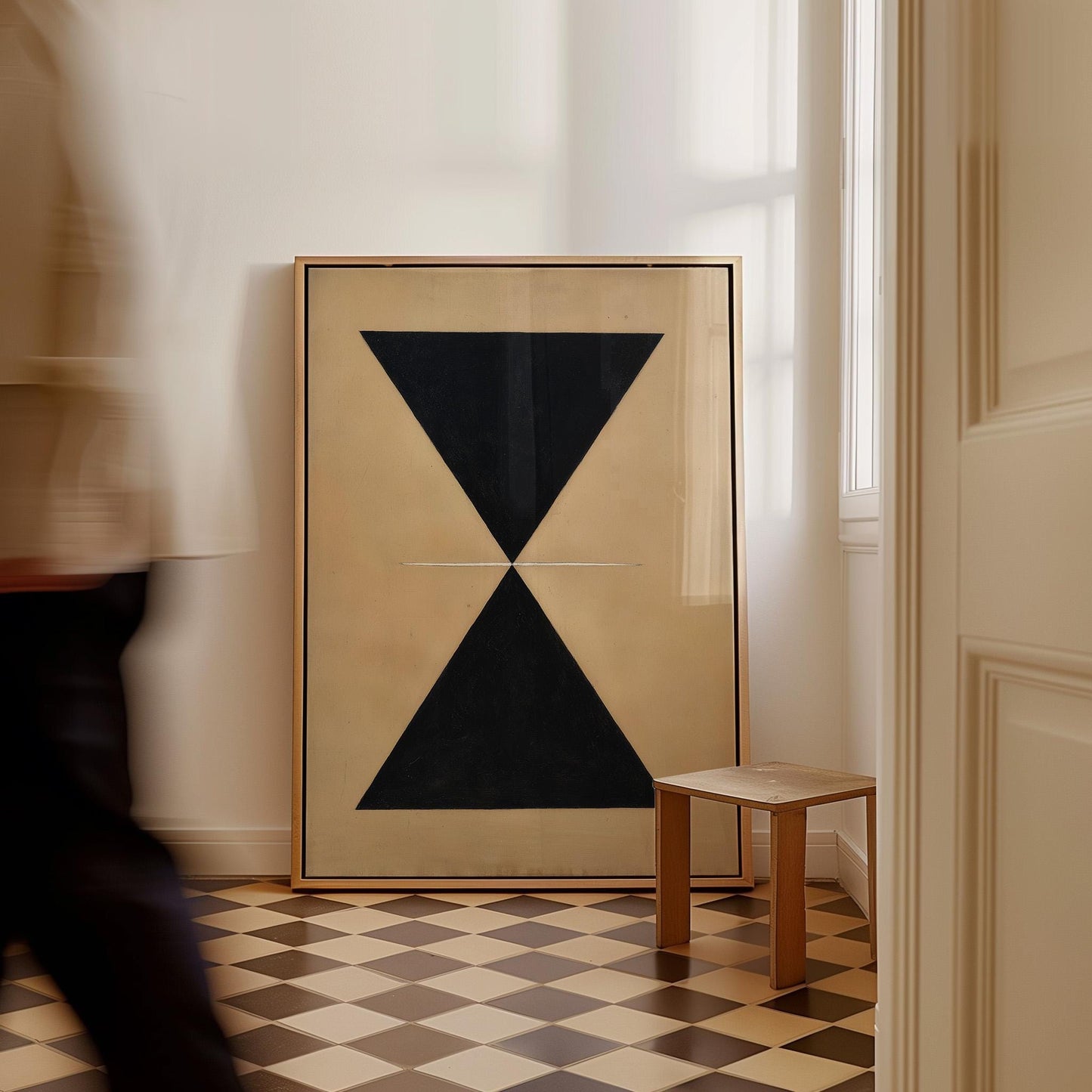 Black Geometric Hourglass Canvas