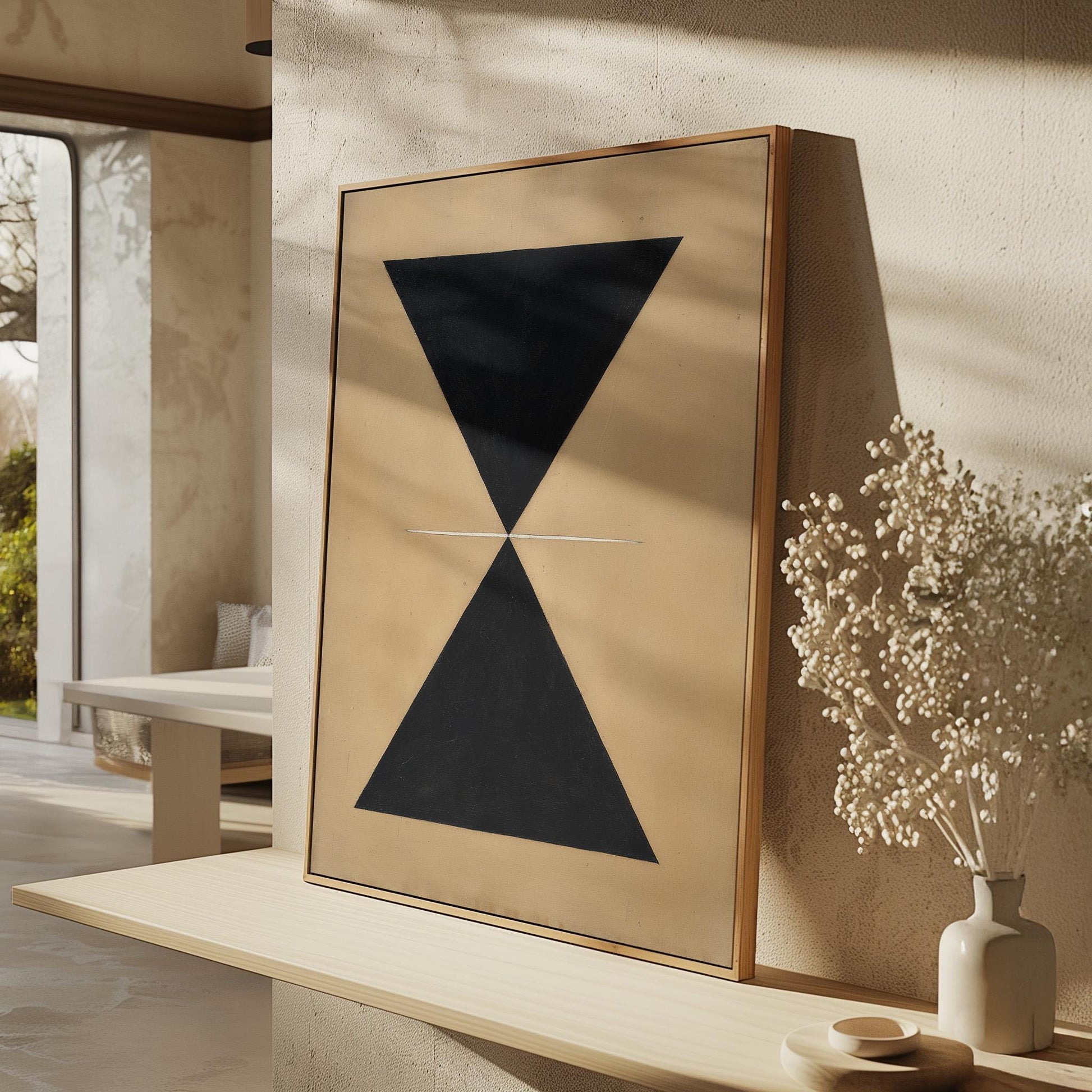 Black Geometric Hourglass Canvas