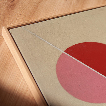 Pink Geometric Circles Canvas Art with Floating Frame