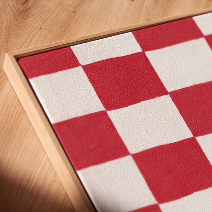 Canvas Wall Art: Red and White Checkered Design - Floating Frame Option