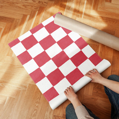 Canvas Wall Art: Red and White Checkered Design - Floating Frame Option