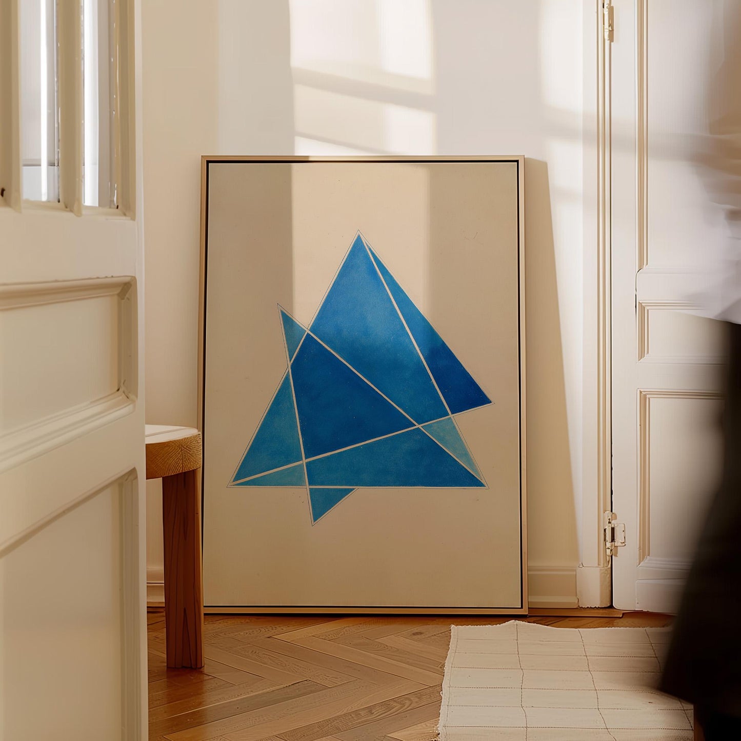 Blue Geometric Triangle Canvas Art