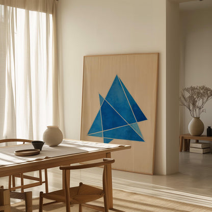 Blue Geometric Triangle Canvas Art