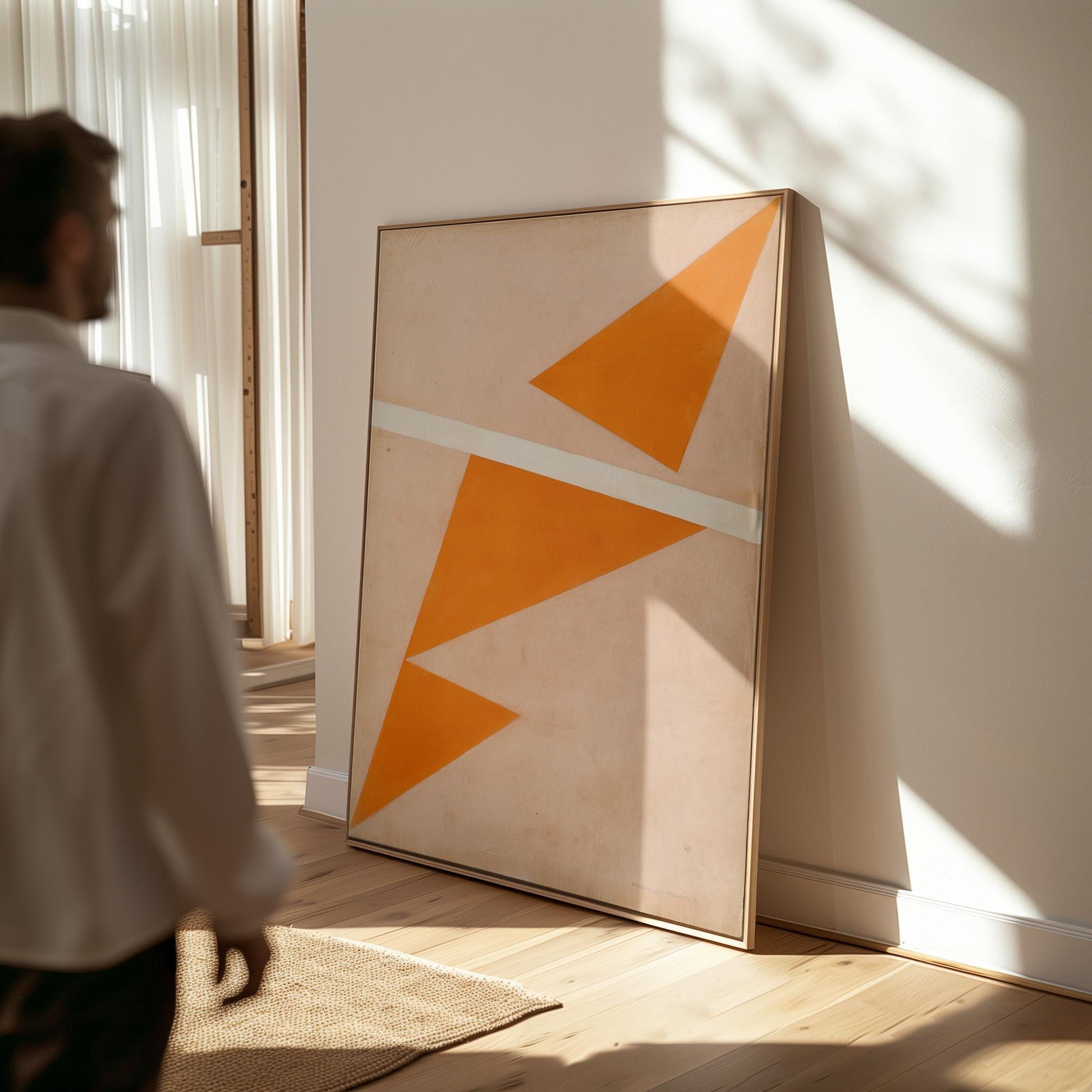 Orange Geometric Triangle Canvas Art