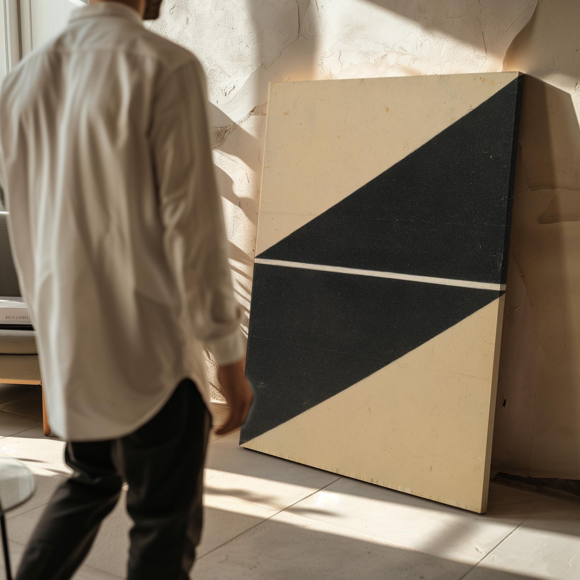Black Geometric Triangle Canvas Art