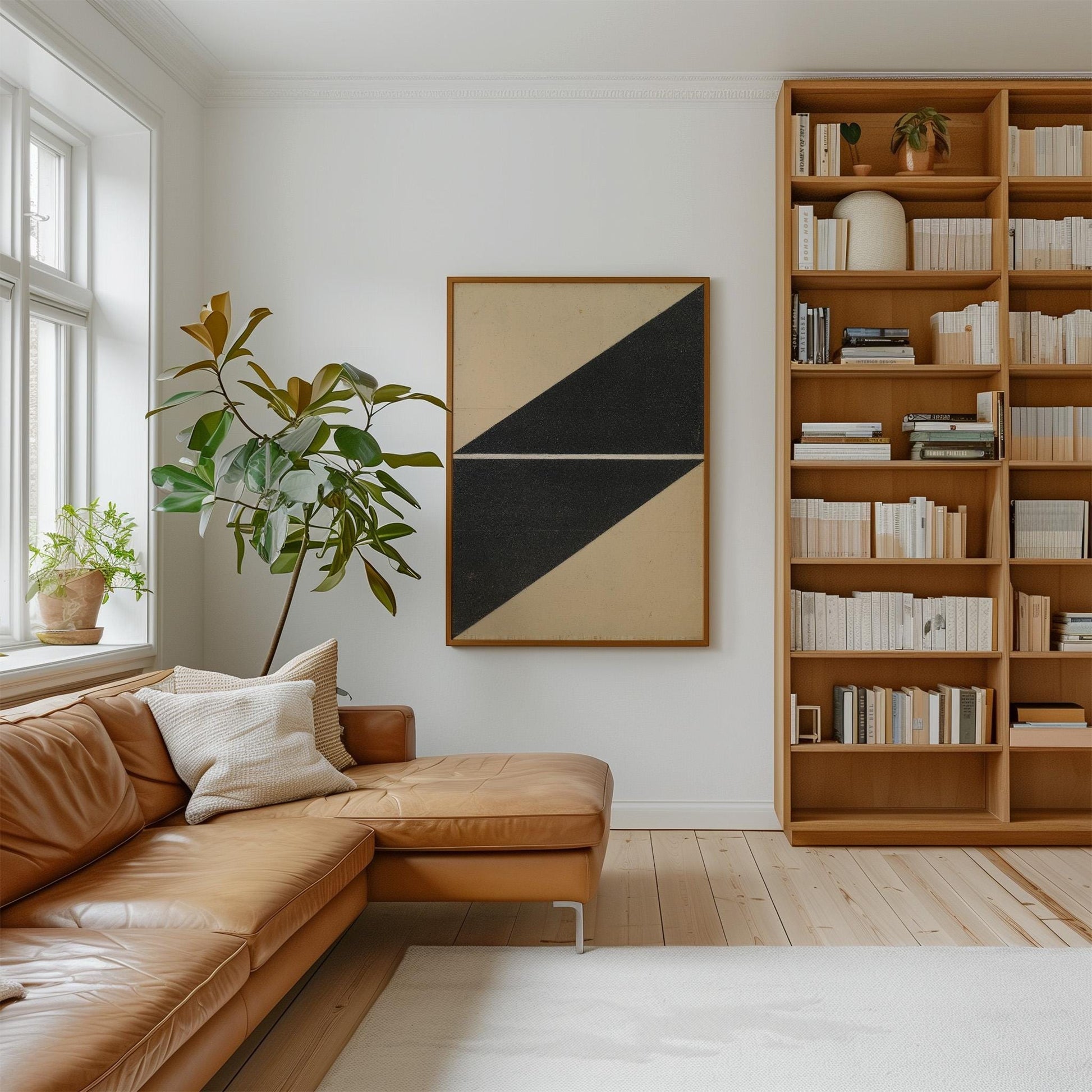 Black Geometric Triangle Canvas Art