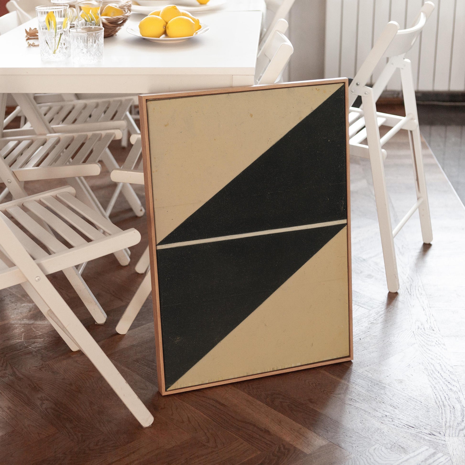 Black Geometric Triangle Canvas Art