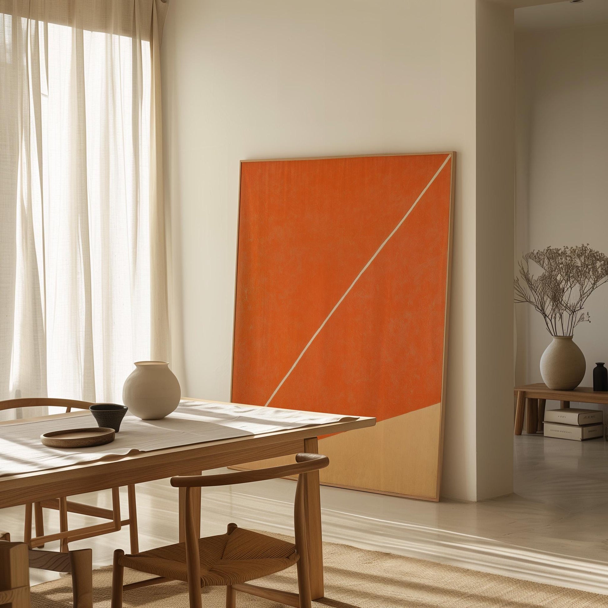 Orange Geometric Minimalist Canvas Art