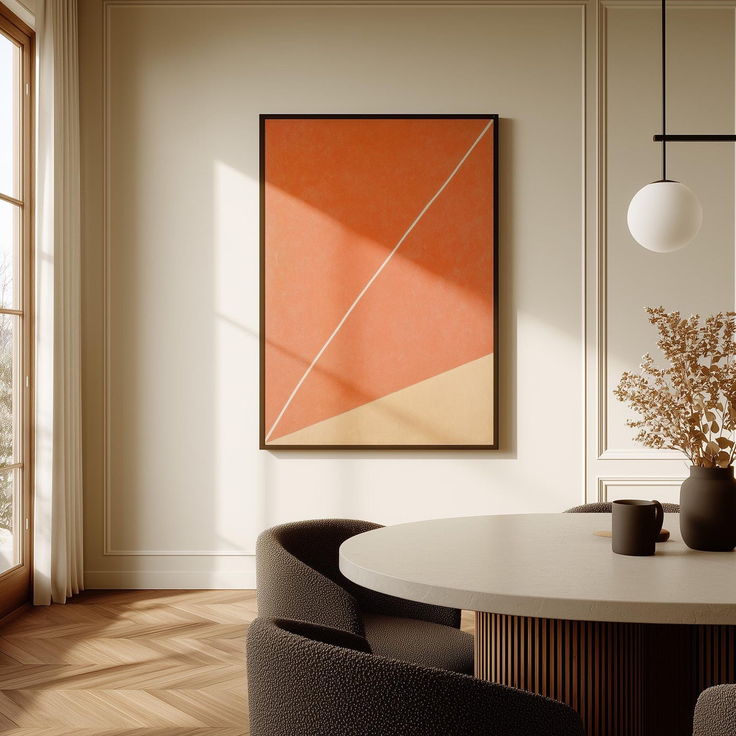 Orange Geometric Minimalist Canvas Art