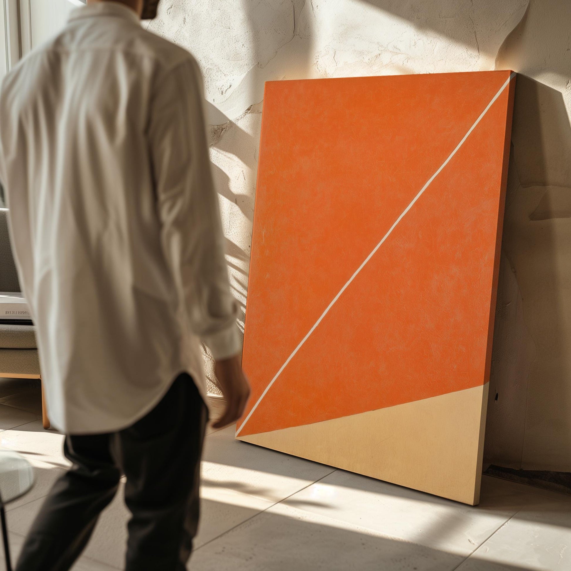 Orange Geometric Minimalist Canvas Art