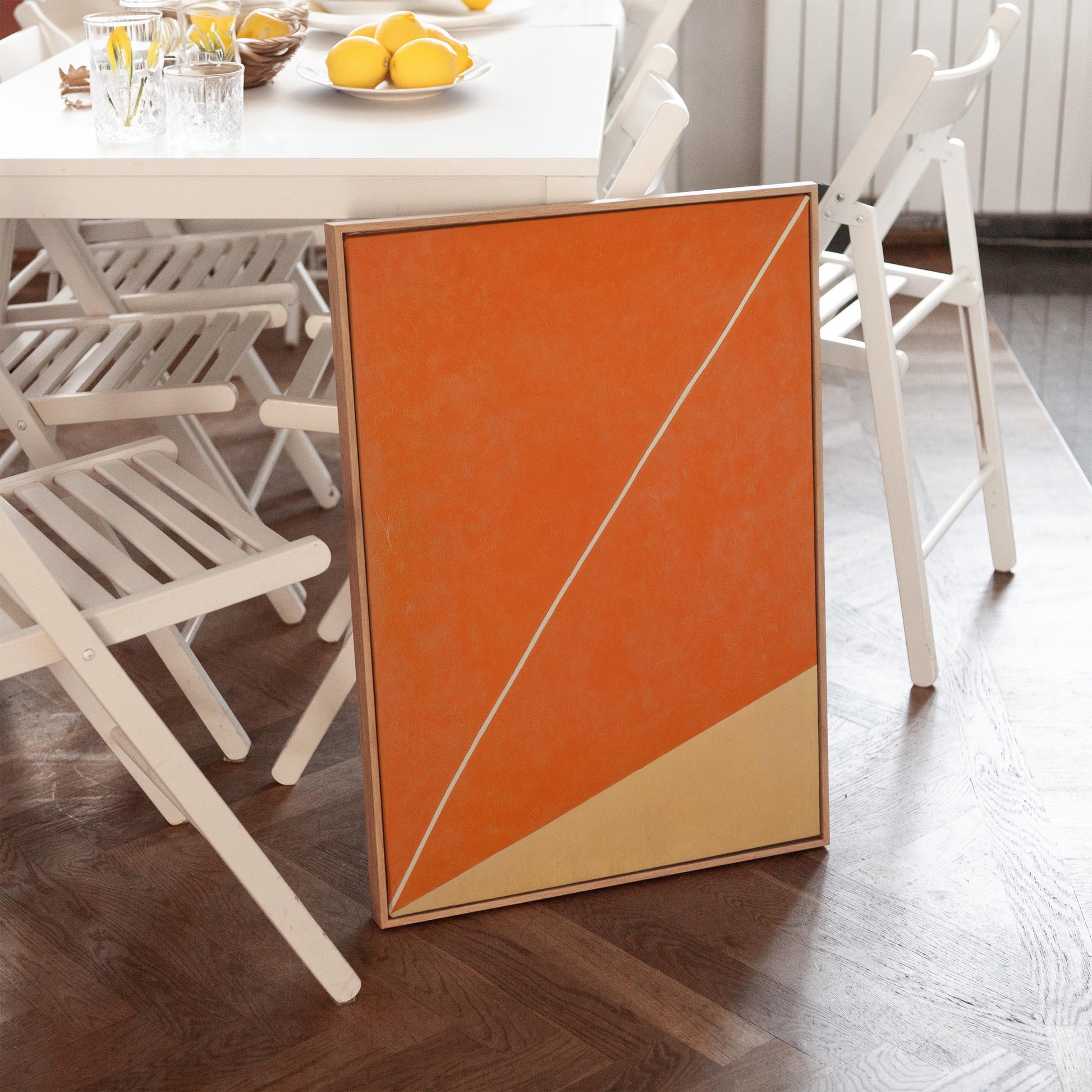 Orange Geometric Minimalist Canvas Art