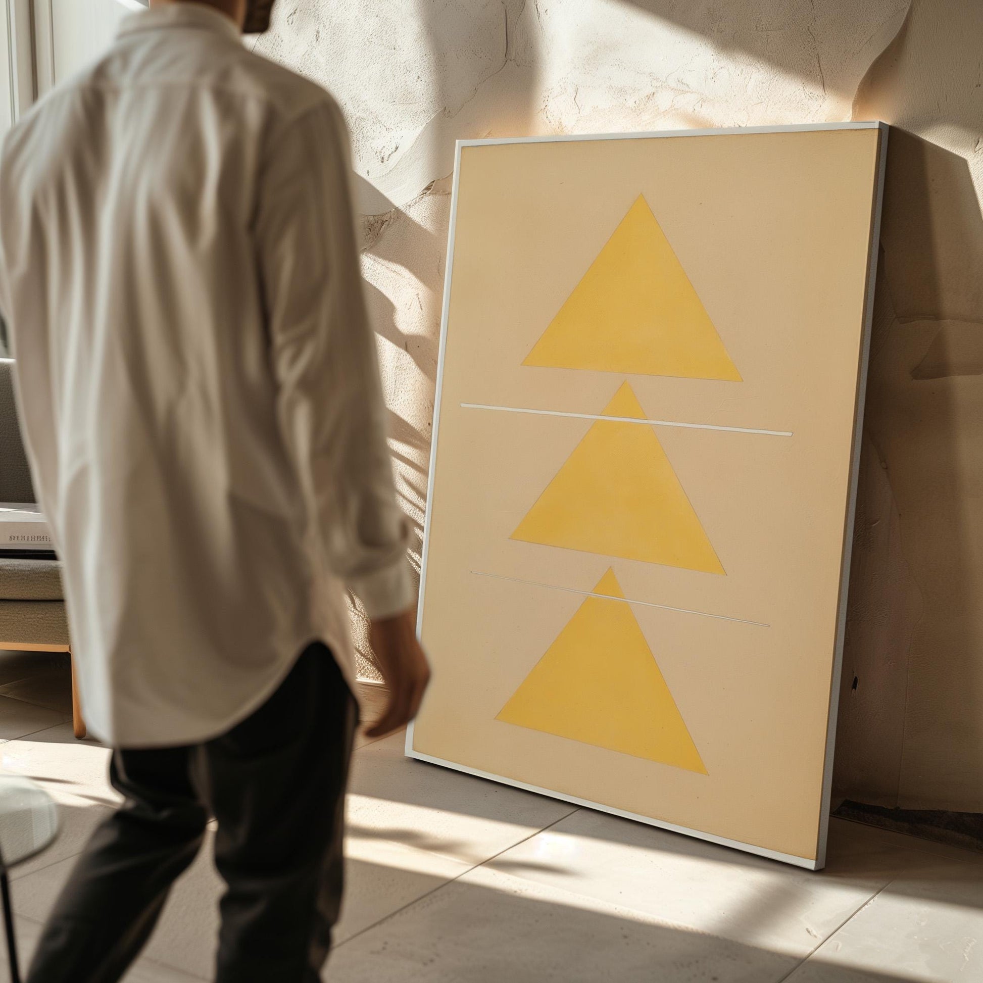 Yellow Geometric Triangle Canvas Art