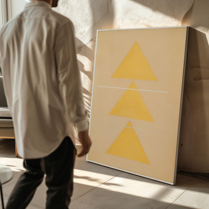 Yellow Geometric Triangle Canvas Art