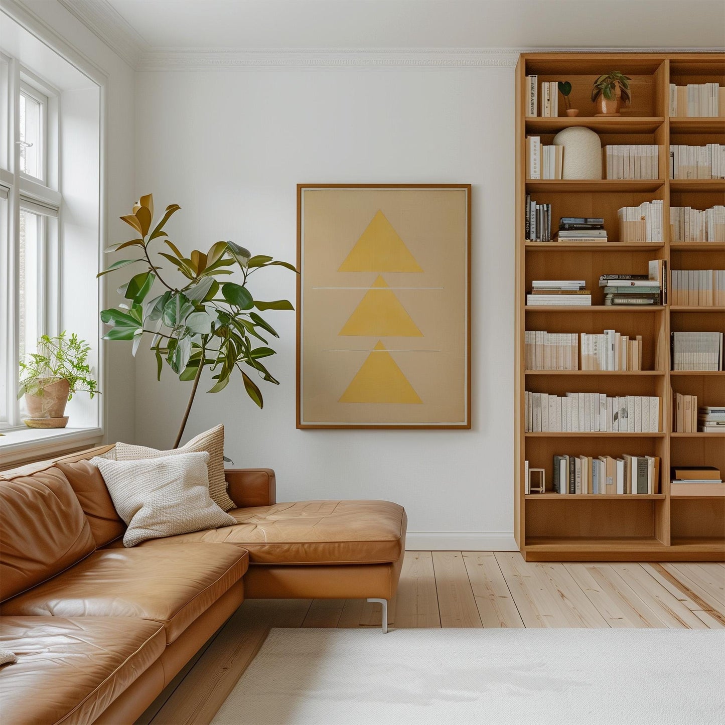 Yellow Geometric Triangle Canvas Art