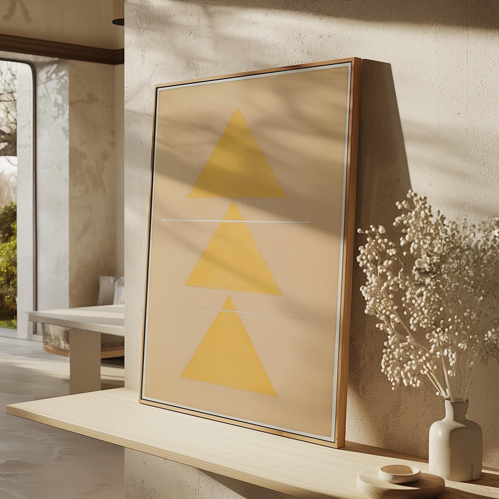 Yellow Geometric Triangle Canvas Art