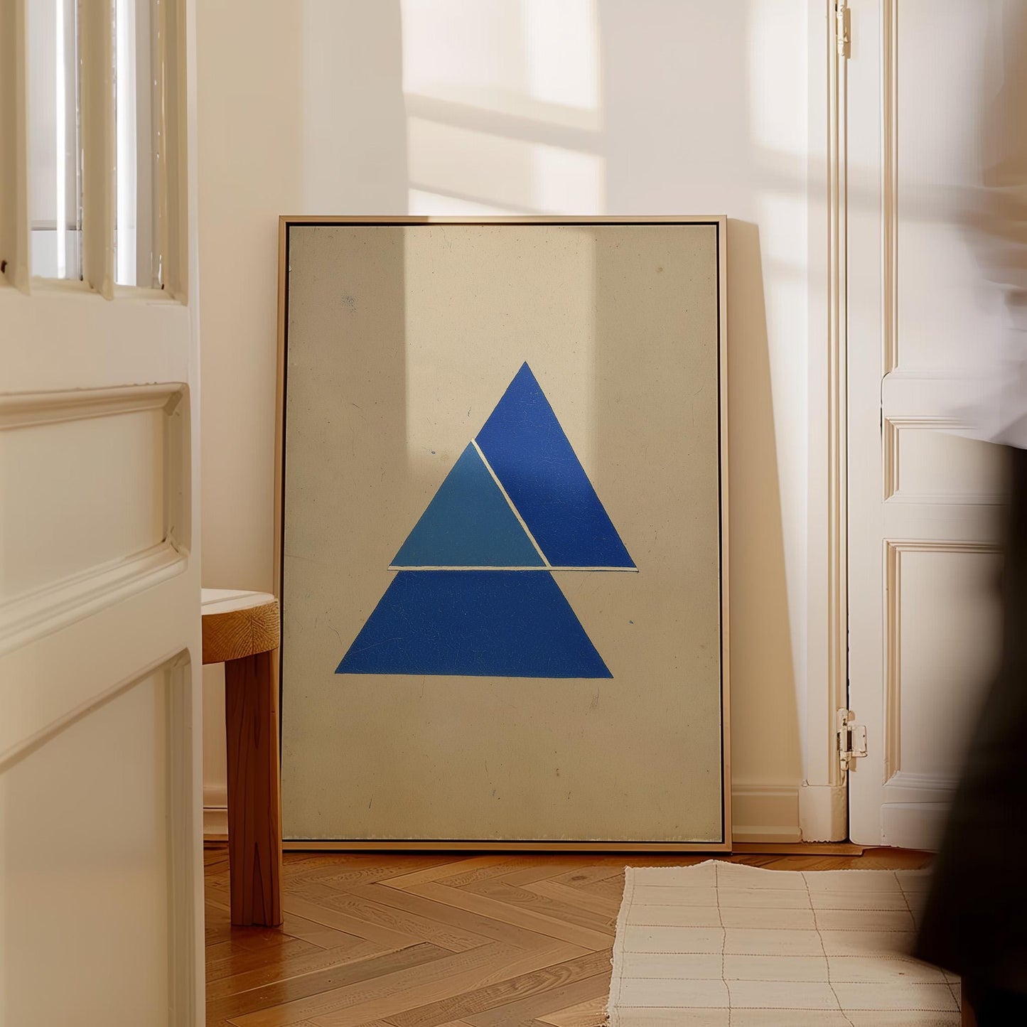 Blue Geometric Triangle Canvas Art