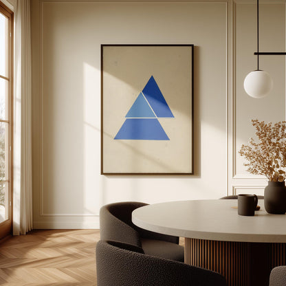 Blue Geometric Triangle Canvas Art