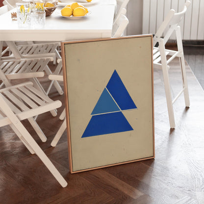 Blue Geometric Triangle Canvas Art