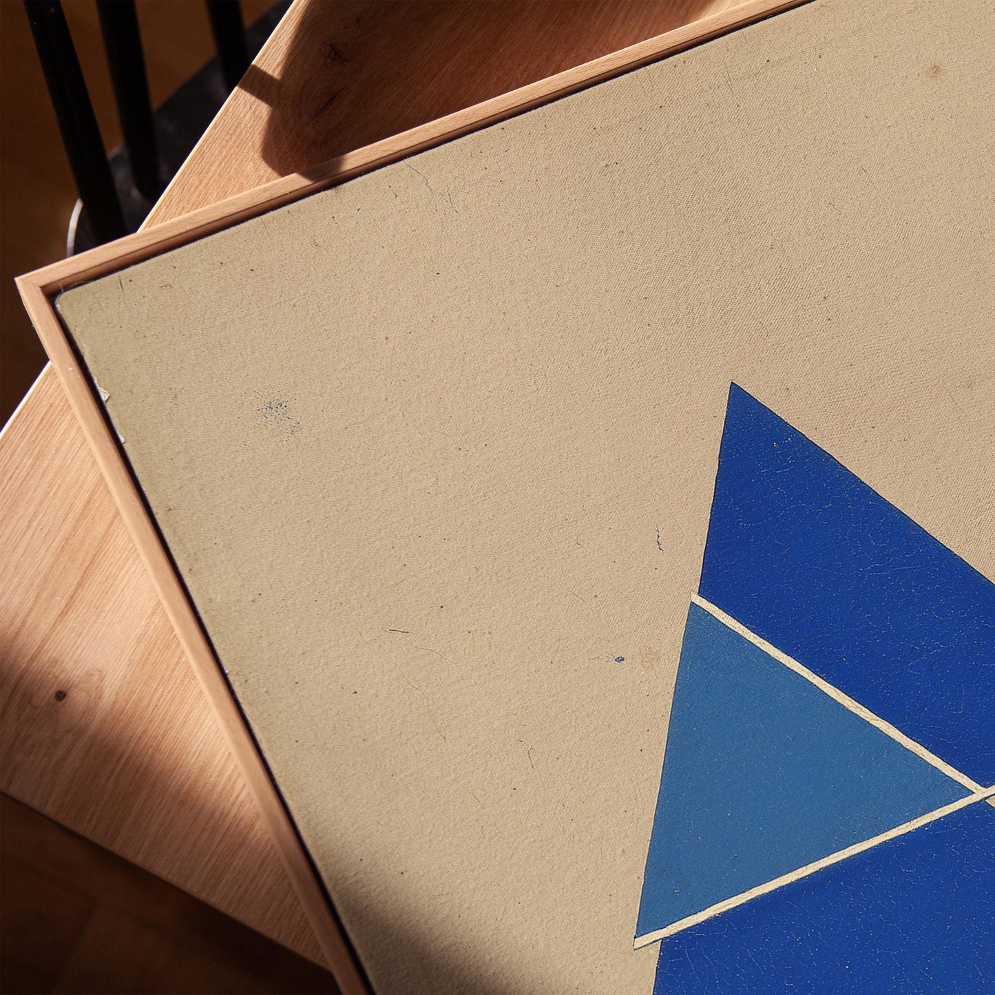 Blue Geometric Triangle Canvas Art