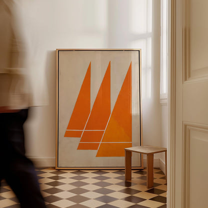 Orange Geometric Canvas Art