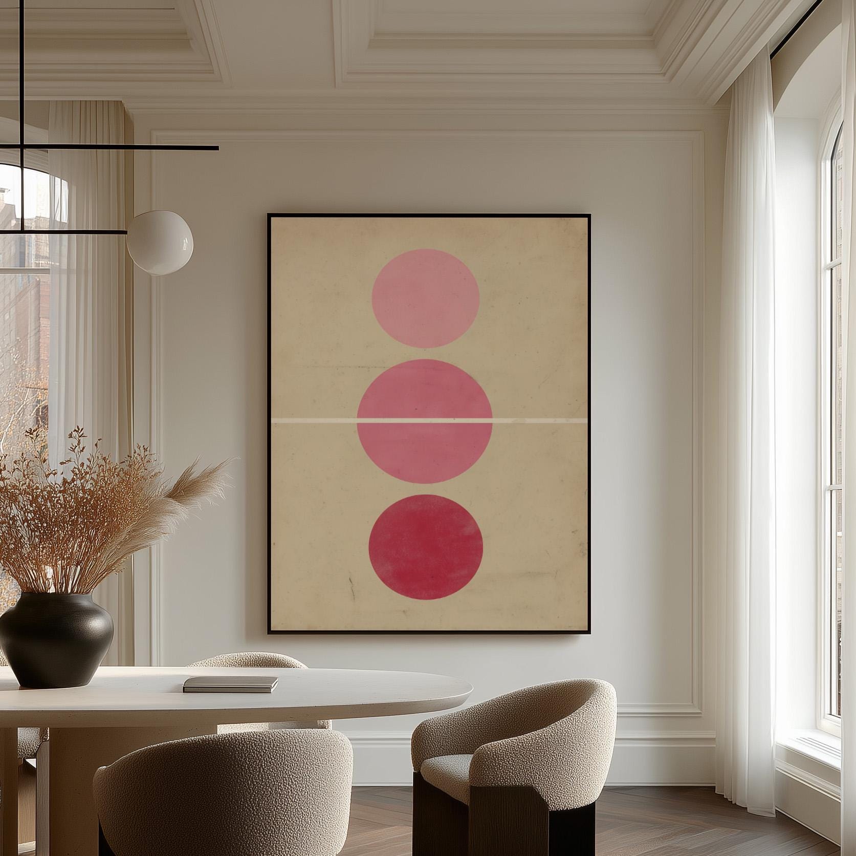 Pink Minimalist Circle Canvas Art