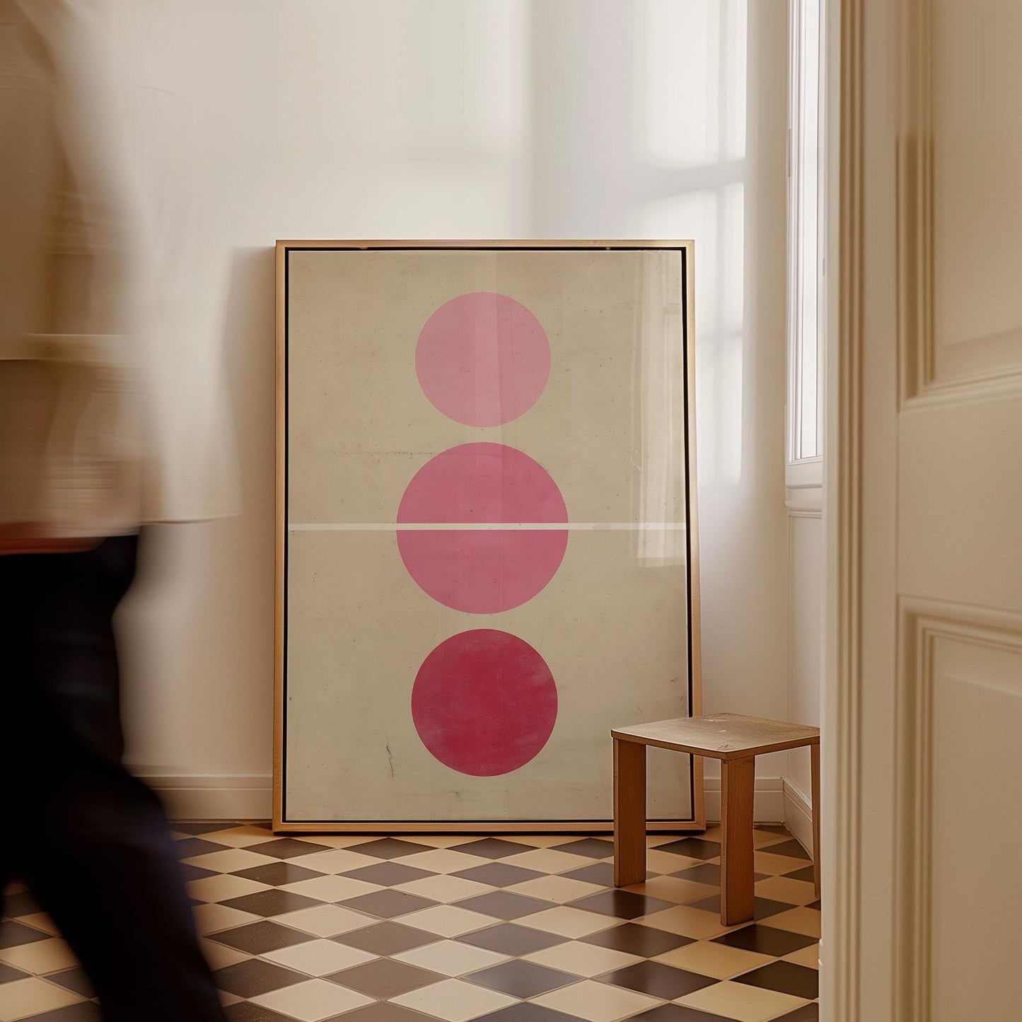 Pink Minimalist Circle Canvas Art