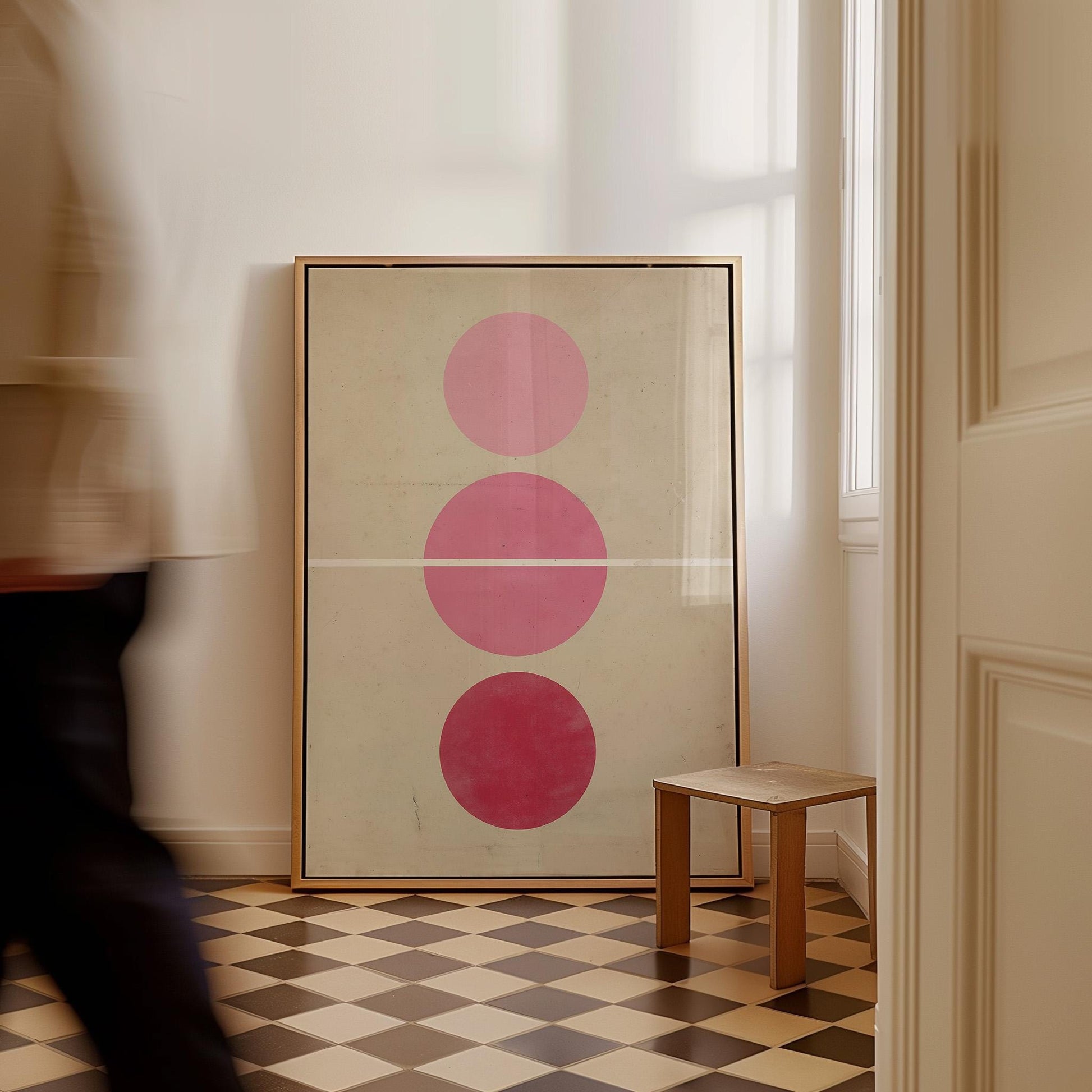 Pink Minimalist Circle Canvas Art