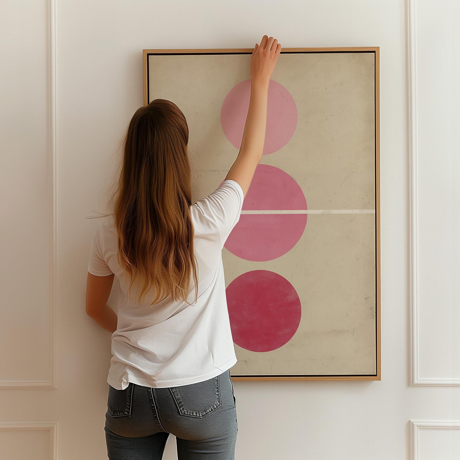 Pink Minimalist Circle Canvas Art