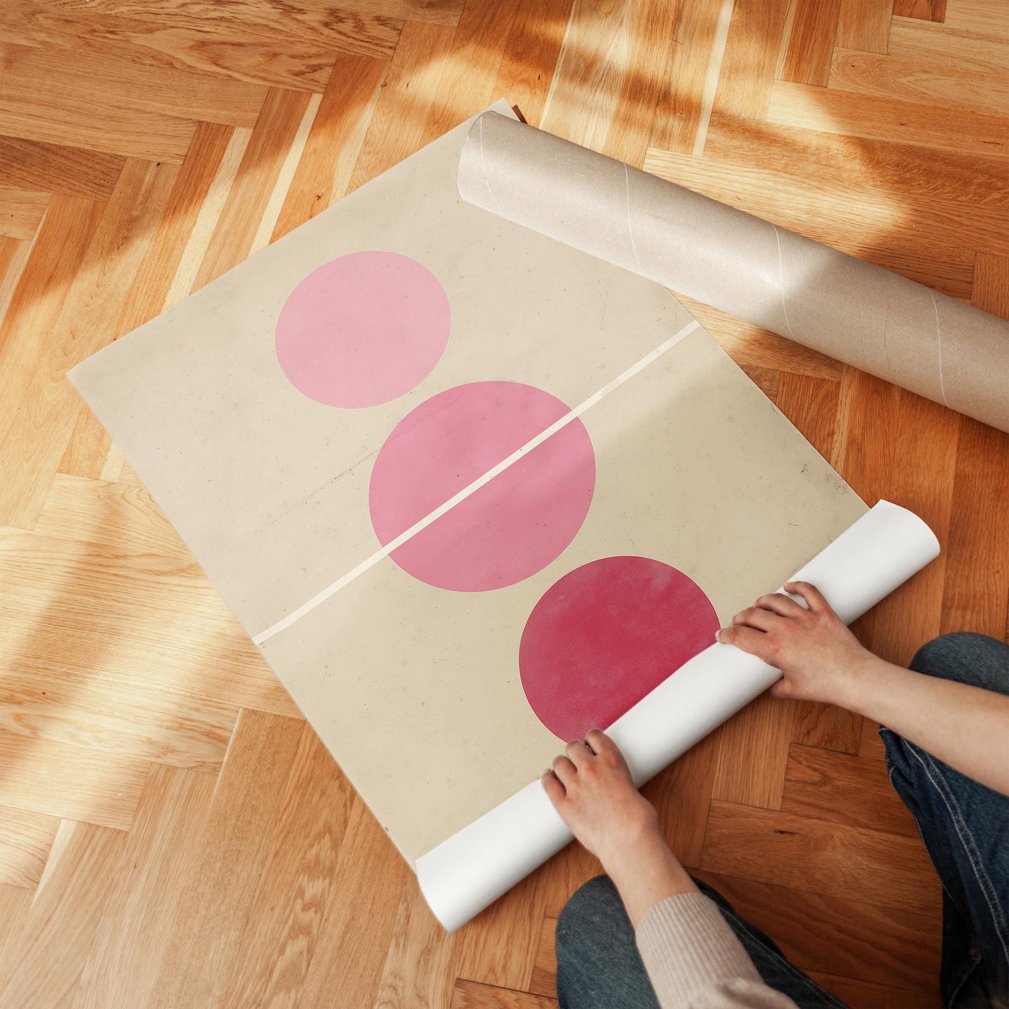 Pink Minimalist Circle Canvas Art