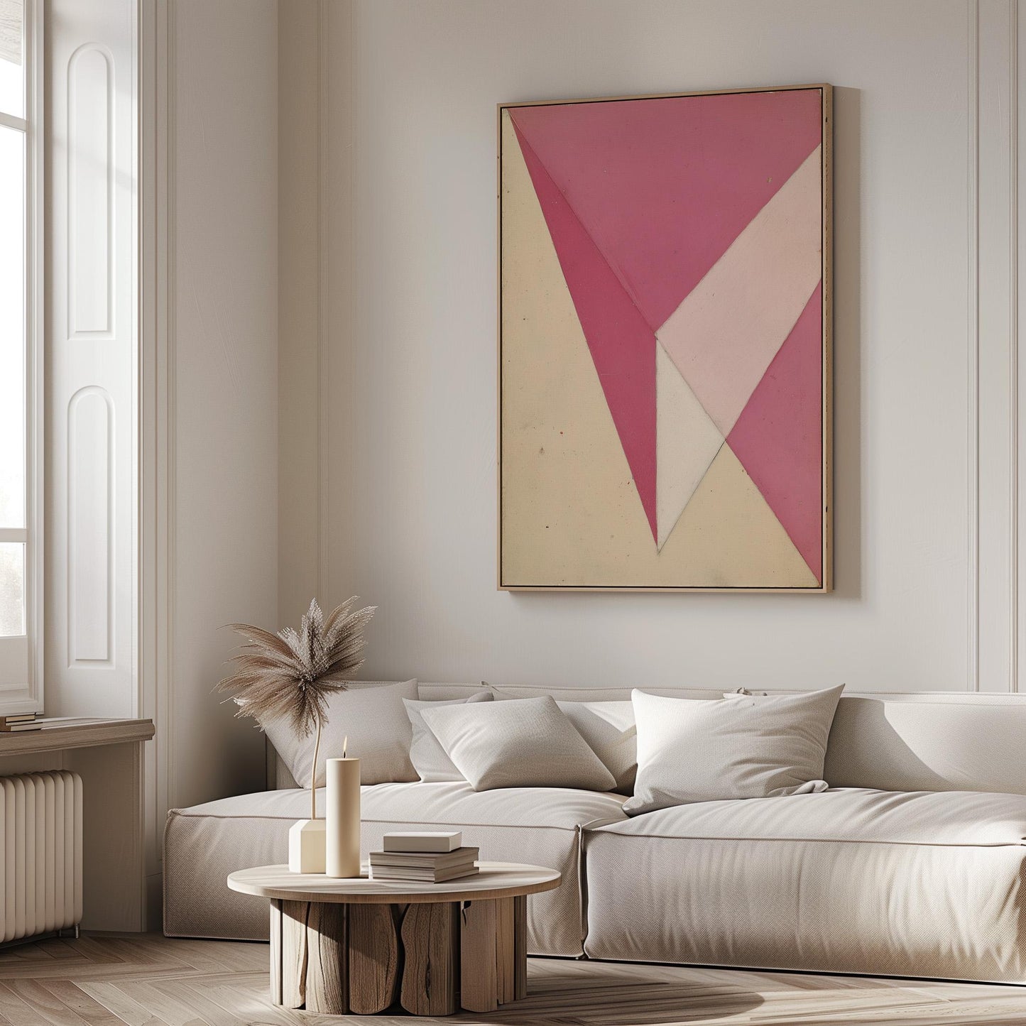 Pink Geometric Abstract Canvas Art