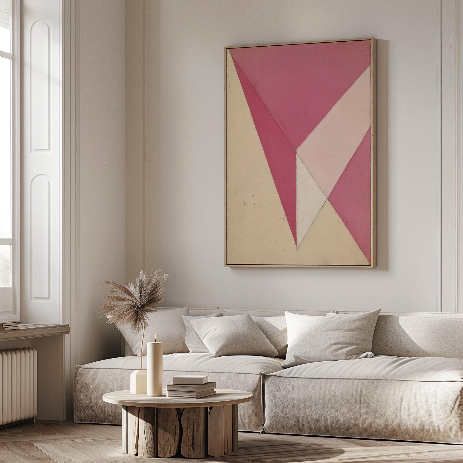 Pink Geometric Abstract Canvas Art